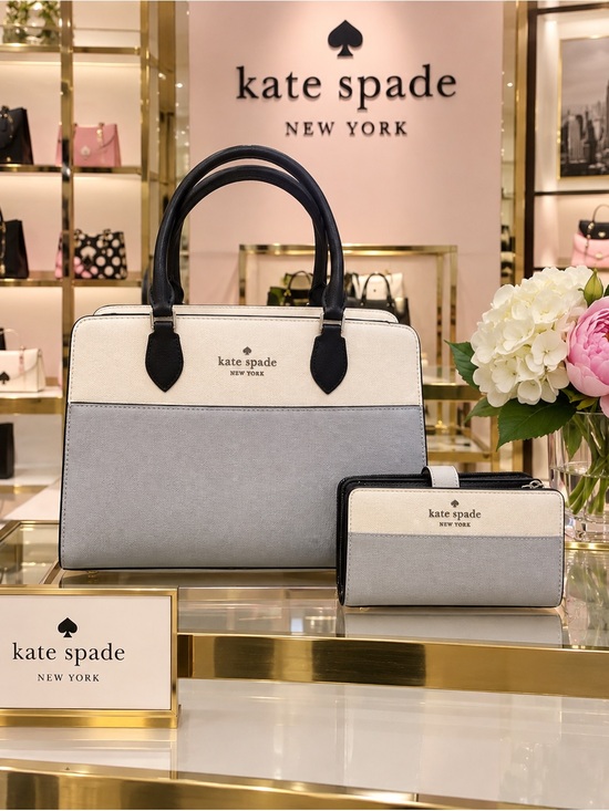 kate spade Handbags - NWOT Kate Spade Madison Satchel Light Platinum Gray & Cream Colorblock + Wallet
